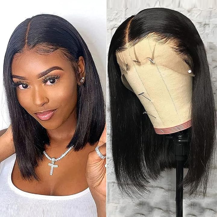 Mua Full 360 Lace Front Wig Human Hair 180% Density Bob Wig for Black Women  Human Hair HD Transparent Lace Wig Pre Plucked with Baby Hair Straight Bob  Lace Front Wigs Human