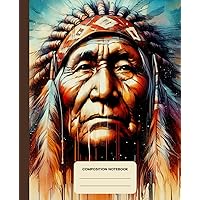 Composition Notebook College Ruled: Old Native American Fantastic Aesthetic Illustration | Lined Paper Journal For School, College, Office, Work - 7.5