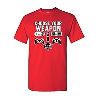 City Shirts Mens Choose Your Weapon Gamer Funny DT Adult T-Shirt Tee S Red (Small, Red)