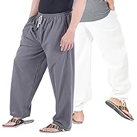 Men Lounge Pants White + Gray- 4XL