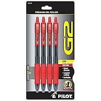 G-2™ Retractable Gel Pens, Fine Point, 0.7 mm, Clear Barrels, Red Ink, Pack Of 4