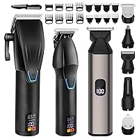 Professional Hair Clippers for Men,Hair Clippers+T-Blade Trimmer+Electric Shaver Set,3 in 1 Cordless Barber Hair Cutting Kit Beard Trimmer LCD Display Gifts (Black)