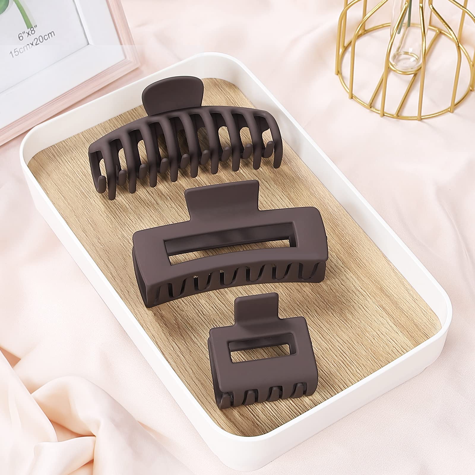 12 Pack Large Claw Clips for Thick Hair, 4inch Rectangle Hair Claw Clips with 2inch Small Square Hair Jaw Clips for Women, Non-slip Stylish Matte Hair Claws Hair Accessories