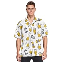 Beer in Different Packages Hawaiian Shirt for Men,Men's Casual Button Down Shirts Short Sleeve for Men S