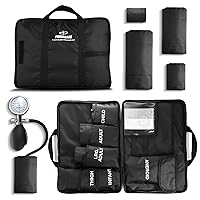 DS-9185 Aneroid Sphygmomanometer and Blood Pressure Cuff Set with Portable Case, 5 Sized Nylon Cuffs with Deflation Valve, BP Cuff Manual Kit for Infant, Child, Adult, Large Adult, Thigh