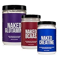 Muscle Growth and Recovery Bundle: Pure Naked Glutamine, Naked Creatine, and Unflavored Naked BCAAs