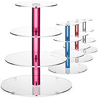 4-Tier Acrylic Cupcake Stand for 36 Cupcakes, Cupcake Tower Made with Finest Food Grade Acrylic, Cupcake Holder Designed with Glassy Stem for Modern Cupcake Display, for Wedding & Party. Pink