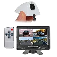 EWAY Car Door Blind Spot Side View Camera with 7 Inch TFT LCD Monitor Side Mount Backup Cameras for Truck 5th Wheel Camper Trailer RV Auto Safety - Tape Monitor with Remote Control