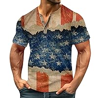 Men's 1776 Independence Day American Flag Prin Short Sleeve USA Flag Patriotic Polo Shirt(S-3XL)