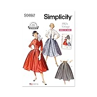 Simplicity Easy to Make Vintage 1950's Misses' Full Skirt and Fitted Jacket Sewing Pattern Packet, Design Code S9882, Sizes 16-18-20-22-24