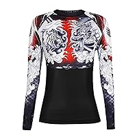 Women's Dragon and Tiger Rash Guard BJJ MMA Black