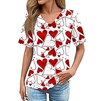 Womens T Shirts,Plus Size Short Sleeve Loose Shirt Love Printed Summer Top Fashion Casual Tees Trendy 2024 Blouse