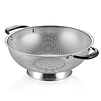BasicForm Micro-Perforated Colander with Handle and Base Stainless Steel 22.5cm 