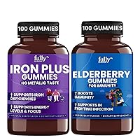 Iron Plus+ Elderberry Gummies Supplements Bundle of 2 for Women and Men