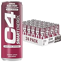 C4 Smart Energy Drink - Sugar Free Performance Fuel & Nootropic Brain Booster, Coffee Substitute or Alternative | Black Cherry 12 Oz - 24 Pack