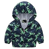 lymanchi Kids Baby Boy Dinosaur Hooded Zip Jackets Windbreaker Casual Outerwear