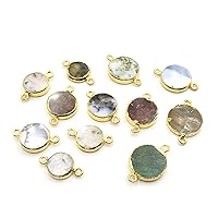 Gemstone Connectors | Electroplated Smooth Flat Round Connectors | Large Yellow Opal