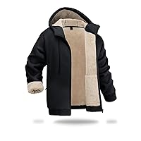 Boladeci Men's Sherpa Lined Hoodie Jacket Winter Warm Heavy Weight Zip Up Hooded Sweatshirt Thick Fleece Coats