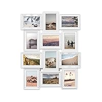 Picture Frame Sets For Wall Collage, 12 Opening Picture Frames Collage, 6 x 4 Collage Picture Frame with Family Friend's Memory, Rustic Distressed Photo Frame Wall Hanging for 4x6, White