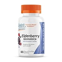 Doctor's Best Elderberry Gummies with Vitamin C & Zinc, 60 Ct, Chewable Immune Support, Antioxidant Herbal Supplement, Non-GMO, Natural Fruit Pectin, Vegan