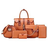 Women Fashion Handbags Wallet Tote Bag Shoulder Bag Top Handle Satchel Purse Set 6pcs