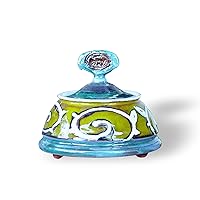 Ceramic Sugar Bowl - Hand Painted Floral Decoration, Green, Blue, White Colors - Danko Pottery - Kitchen Decor - Unique Gift