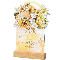 Bloomy Flowers Desk calendar 2024 Calendar month to see the shape of the monthly foot -foot calendar vase for the office ornament at home Sunflower and cat ornament