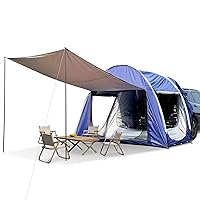 SUV Camping Tents Car Tent with Porch Vestibule Awning Shelter-Blue