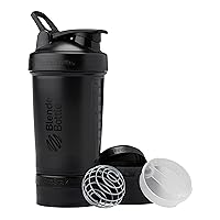 Shaker Bottle with Pill Organizer and Storage for Protein Powder, ProStak System, 22 Ounce, Midnight Black