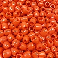 20 Pcs 11mm Acrylic Big Hole Beads, Solid Color Beads Large Hole Beads Bucket Beads Loose Bead for DIY Crafts Bracelets Necklaces Jewelry Making,Orange