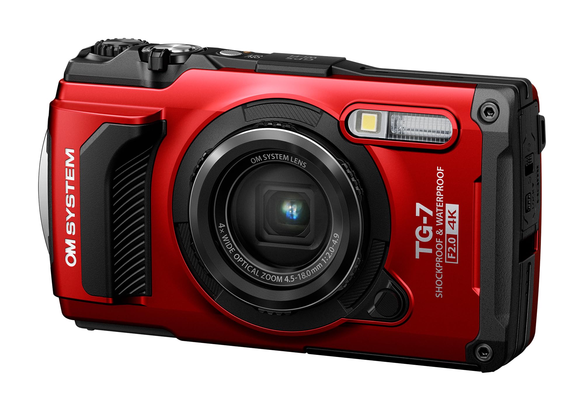 OM System Tough TG-7 Red Underwater Camera, Waterproof, Freeze Proof, High Resolution Bright, 4K Video 44x Macro Shooting