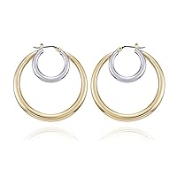 Vince Camuto Two Tone Large Double Hoop Earrings