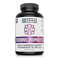 Zhou Nutrition Evening Primrose Oil Capsules, Supports Hormone Balance for Women, PMS and Menopause Support, Cold Pressed, Lab Verified and Hexane Free - 1300mg 10% GLA, 90 Servings, 3 Month Supply