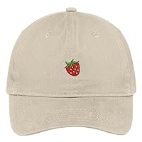 Trendy Apparel Shop Strawberry Embroidered Brushed 100% Cotton Baseball Cap Dad Hat