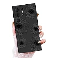 OOK Floral case for Samsung Galaxy S24 Ultra Case, Cute Sunflower Floral Blooms Design Soft TPU Shockproof Protective for Women Girls Phone Cover - Black Flower