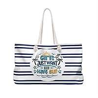 Beach Bag Oversized Tote, Large Beach Bag for Women, Rope Handles, Girls Just Want to Have Sun