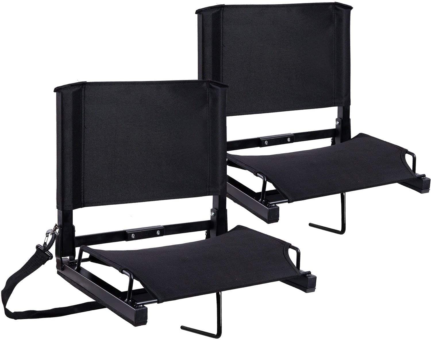 Ohuhu Stadium Seats/Stadium Chairs Bleacher Seats with Bungee Cord Cushion and Comfortable Backrest, 2 Pack