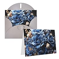 Greeting Cards Blue bouquet Thank You Cards with Envelopes Happy Birthday Card 4x6 Inch Minimalistic Design Thank You Notes for All Occasions Birthday Thank You Wedding
