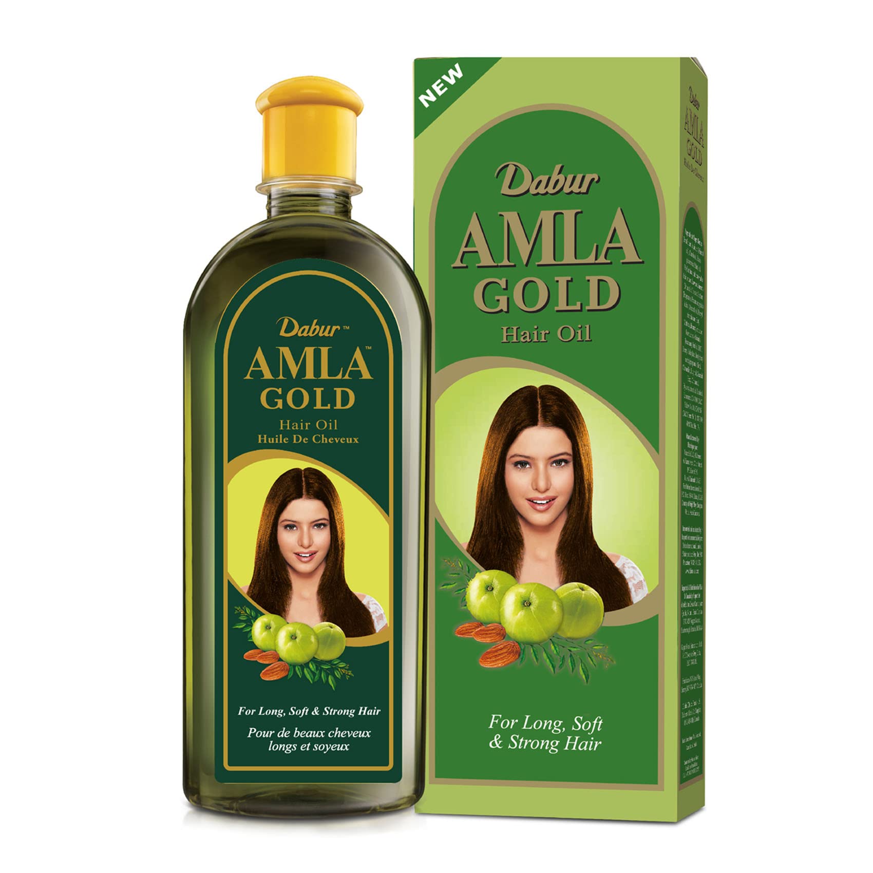 Dabur Amla Gold Hair Oil - Hair Serum with Amla Oil, Almond and Henna - Moisturizing Hair and Scalp Oil for All Types of Hair - Natural Hair Oil Treatment Products for Women - 10.14 Fl Oz (Pack of 1)