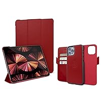 Dreem Bundle: Fibonacci Wallet-Case for iPhone 12 Pro Max with Da'Vinci Apple iPad Pro 12.9” Case - Red