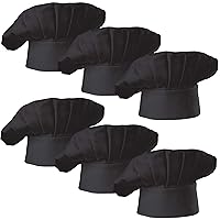Hyzrz Chef Hat Set of 6 PCS Pack Adult Adjustable Elastic Baker Kitchen Cooking Chef Cap (Black)