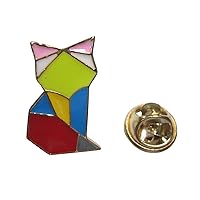 Colorful Origami Fox Lapel Pin