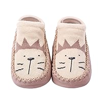 Gaoqi Korean Version Infant Low Top Toddler Shoes Socks Children's Baby Floor Boat Slipper Hole Bow Leather Slipper Easter (A, 18-24 Months)