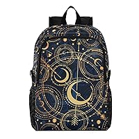 ALAZA Geometry Moon Stars Hiking Backpack Packable Lightweight Waterproof Dayback Foldable Shoulder Bag for Men Women Travel Camping Sports Outdoor