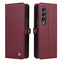 Flip Folio Case for Samsung Galaxy Z Fold 4 5G,Leather Protective Cover with Kickstand Card Slot Magnetic Closure Shockproof Wallet Cover for Galaxy Z Fold 4,Brown