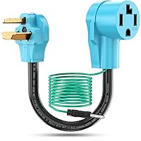 CircleCord Dryer Adapter 4 Prong to 3 Prong, 4P Newer Dryer to 3P Older House, Dryer Convert Cord NEMA 10-30P Plug to 14-30R Receptacle, 220V 30 Amp 10 AWG STW Blue with Safety Ground Wire, ETL Listed