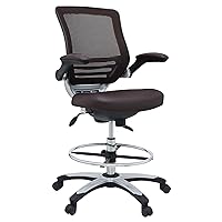 Modway EEI-211-BRN Edge Drafting Chair - Reception Desk Chair - Flip-Up Arm Drafting Chair in Brown