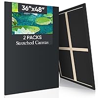 Ctosree 2 Pack Stretched Canvas for Painting, Large Black Cotton Art Large Canvas Triple Primed Painting Canvas Profile Blank Canvases for Watercolor Acrylics Oil Painting(36 x 48 Inch)