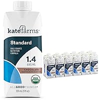 KATE FARMS Adult Standard 1.4 Formula, Chocolate Flavor, Sole Source Nutrition, Meal-Replacement Shake or Supplemental Drink, Complete Vegan Protein Shake (1.4 cal/mL, Pack of 12)