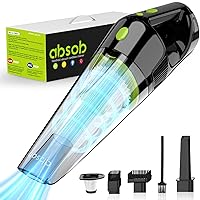 Handheld Vacuum, High Power Car Vacuum Cleaner Cordless,Lightweight Mini Portable Rechargeable Vacuum Cleaner with Multipurpose Nozzles,for Home and Car (Black-Green)